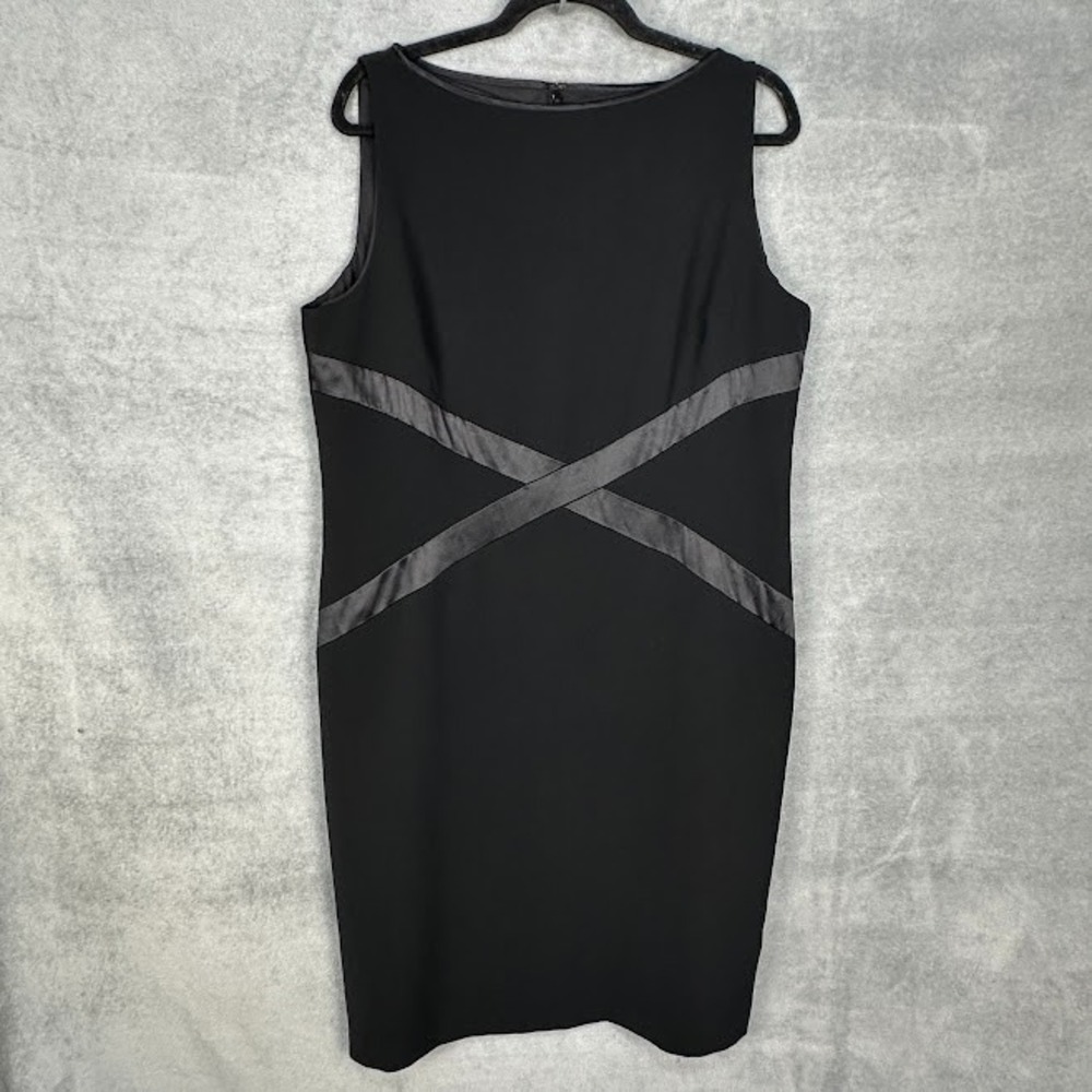 Lafayette 148 Dress Womens 16 Black Sleeveless Sheath Career Neutral Party